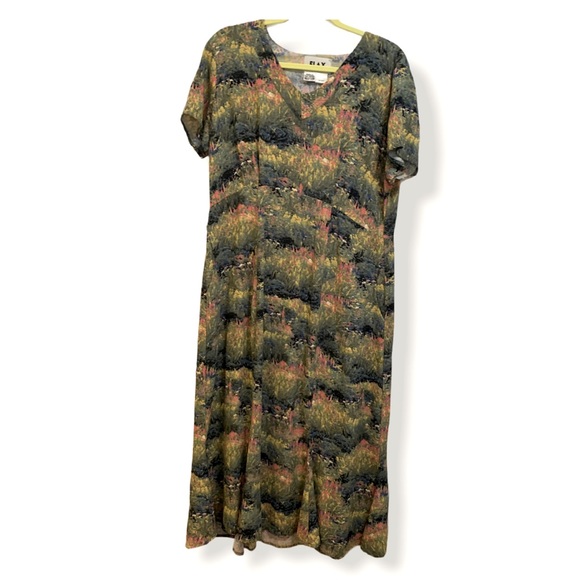 Flax watercolor floral print dress